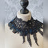 SiaLinda: Brustschmuck Halsschmuck Marie, blaue und schwarze Federn, Kristall, Halbedelstein Lapislazuli